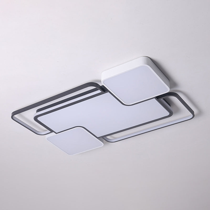 Aluminum Geometric Shaped Ceiling Fixture Nordic Black and White Flush Mount LED Light