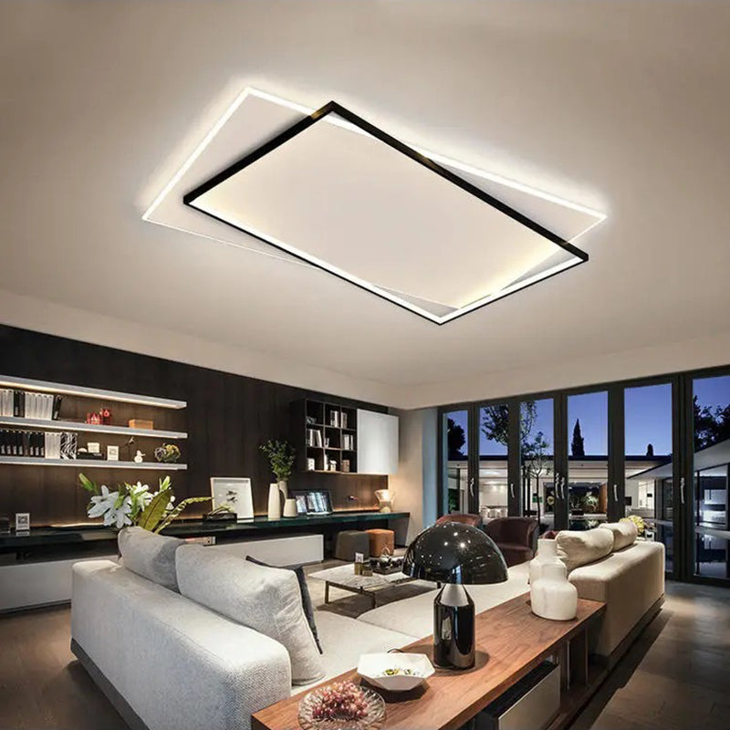 Black and White Geometric Surface Mounted LED Ceiling Light Nordic Acrylic Flush Light for Study Room