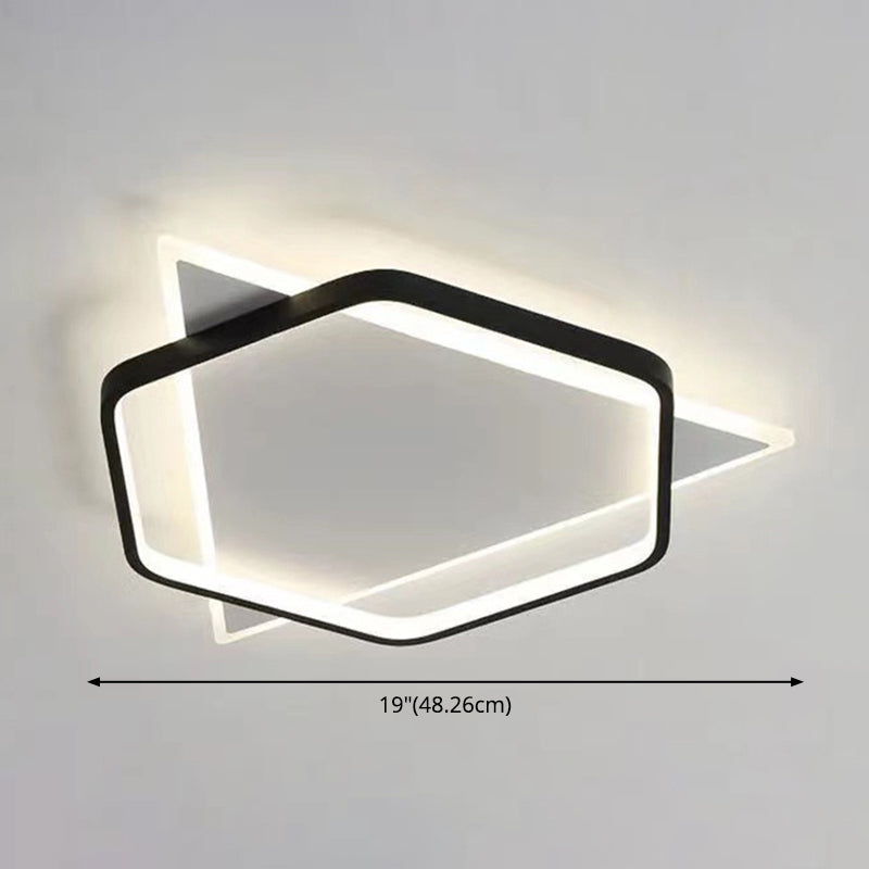 Black and White Geometric Surface Mounted LED Ceiling Light Nordic Acrylic Flush Light for Study Room