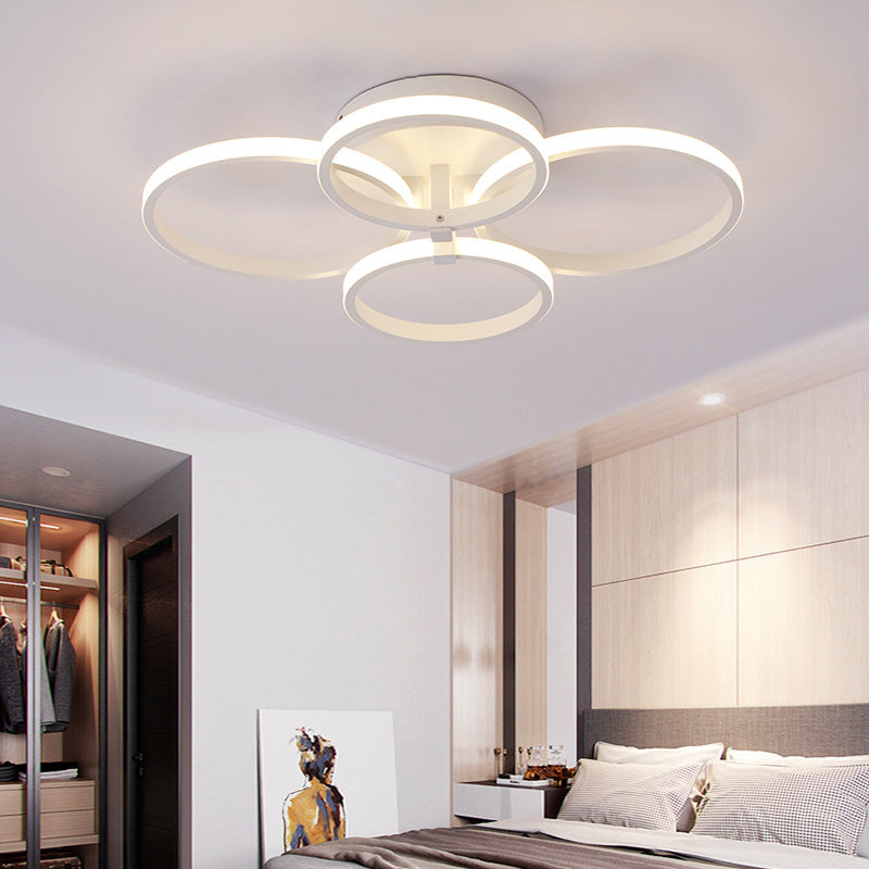 White Loop Forgiato Semiflush Light Minimalism LED Aluminum Soffitto Luce per Bedroom