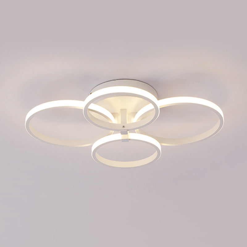 White Loop Forgiato Semiflush Light Minimalism LED Aluminum Soffitto Luce per Bedroom