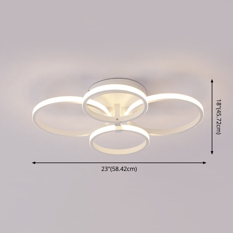 White Loop Forgiato Semiflush Light Minimalism LED Aluminum Soffitto Luce per Bedroom