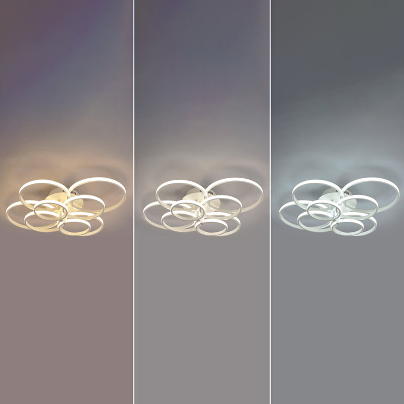 White Loop Forgiato Semiflush Light Minimalism LED Aluminum Soffitto Luce per Bedroom