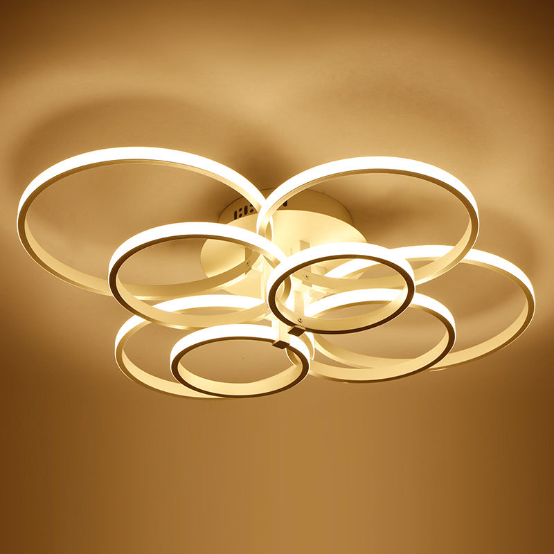 White Loop Forgiato Semiflush Light Minimalism LED Aluminum Soffitto Luce per Bedroom