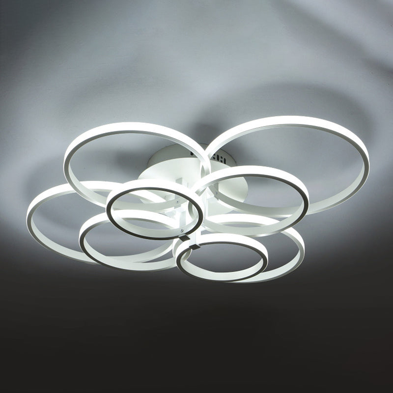 White Loop Forgiato Semiflush Light Minimalism LED Aluminum Soffitto Luce per Bedroom