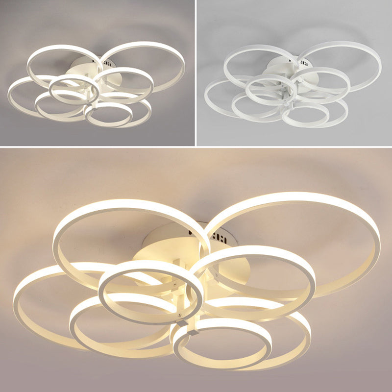 White Loop Forgiato Semiflush Light Minimalism LED Aluminum Soffitto Luce per Bedroom