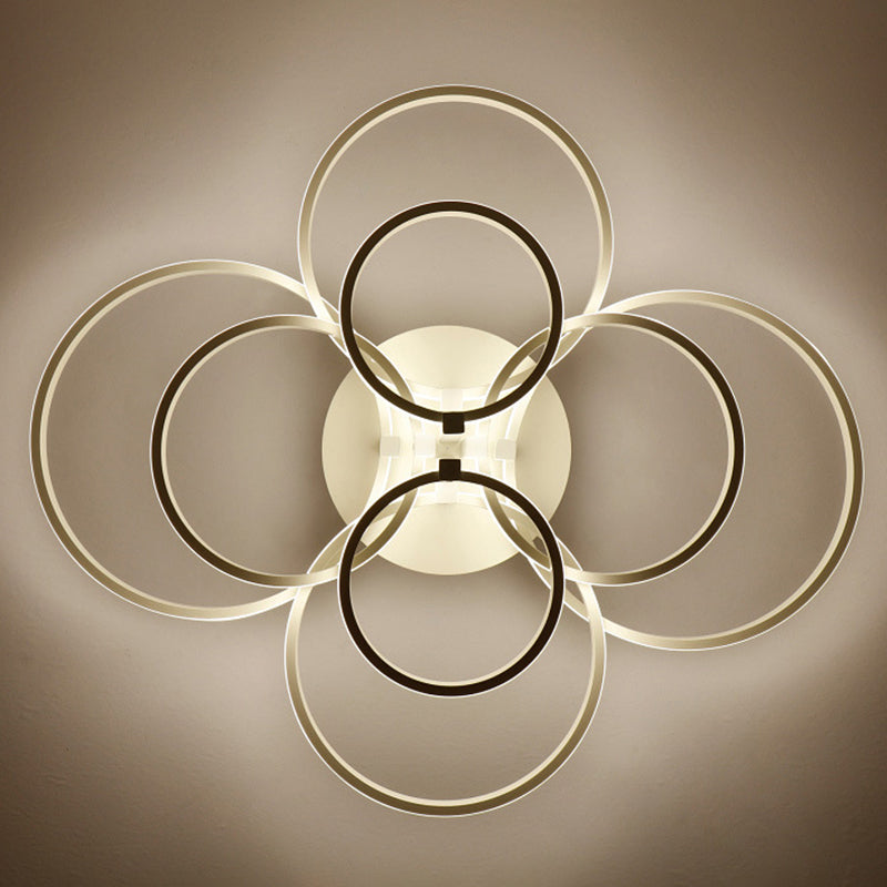 White Loop Forgiato Semiflush Light Minimalism LED Aluminum Soffitto Luce per Bedroom