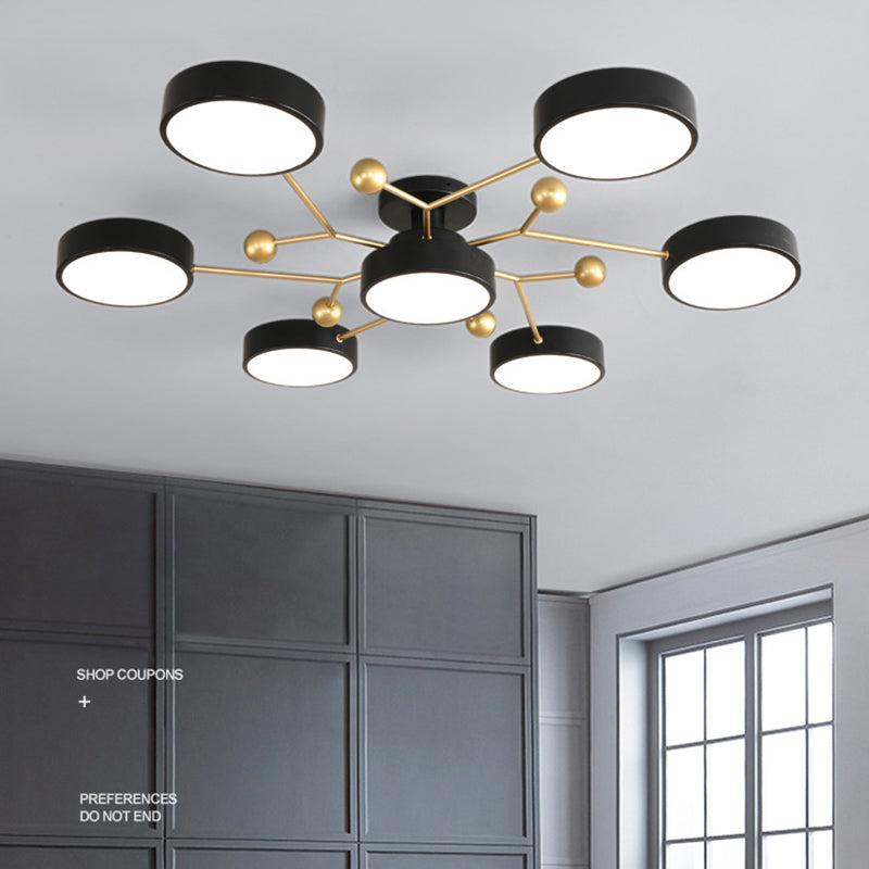 Molecular LED Semiflush Monte Light Macaron Style Metallo Living Camera Soffitto Luce