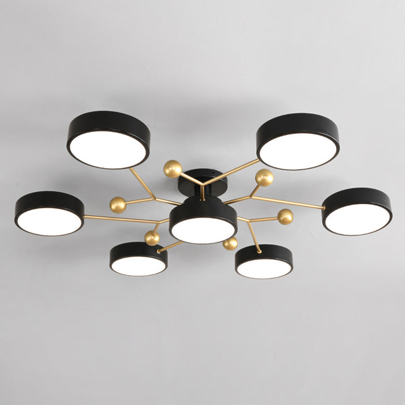 Molecular LED Semiflush Monte Light Macaron Style Metallo Living Camera Soffitto Luce