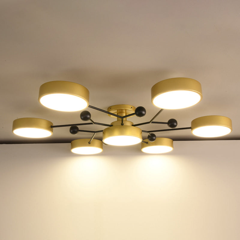 Molecular LED Semiflush Monte Light Macaron Style Metallo Living Camera Soffitto Luce