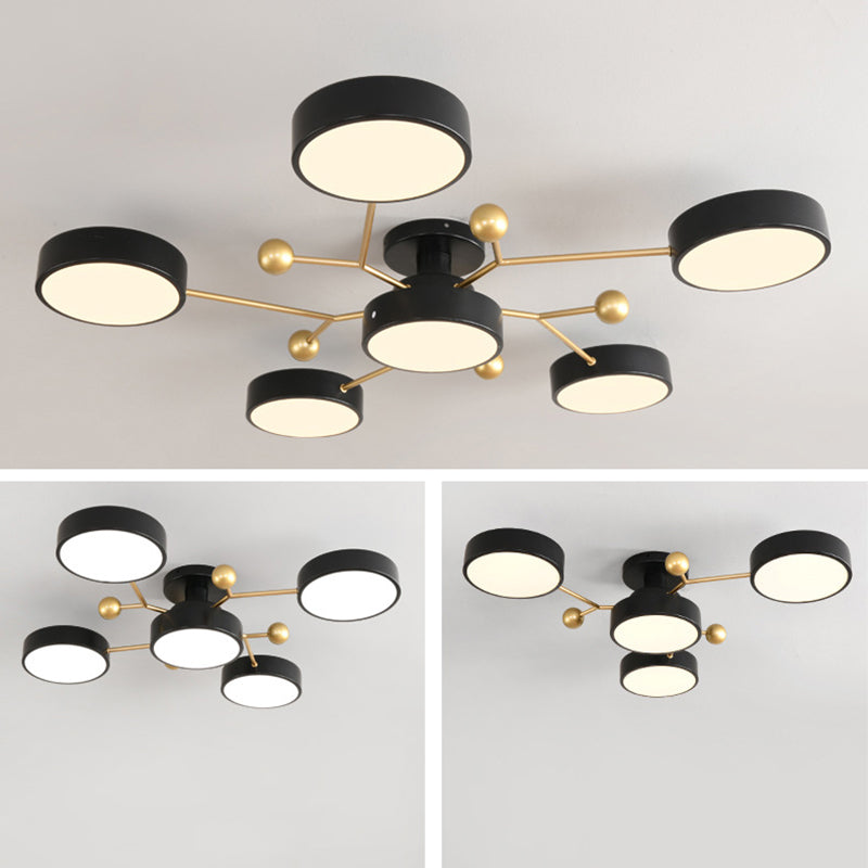 Molecular LED Semiflush Monte Light Macaron Style Metallo Living Camera Soffitto Luce