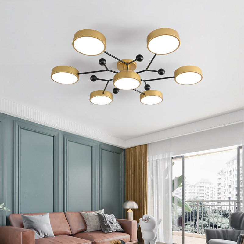 Molecular LED Semiflush Monte Light Macaron Style Metallo Living Camera Soffitto Luce
