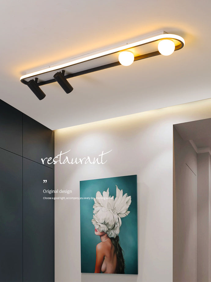Lineare LED-Schienenbeleuchtung Leuchten Moderne Eisen Deckenleuchte mit 2-Strahlern