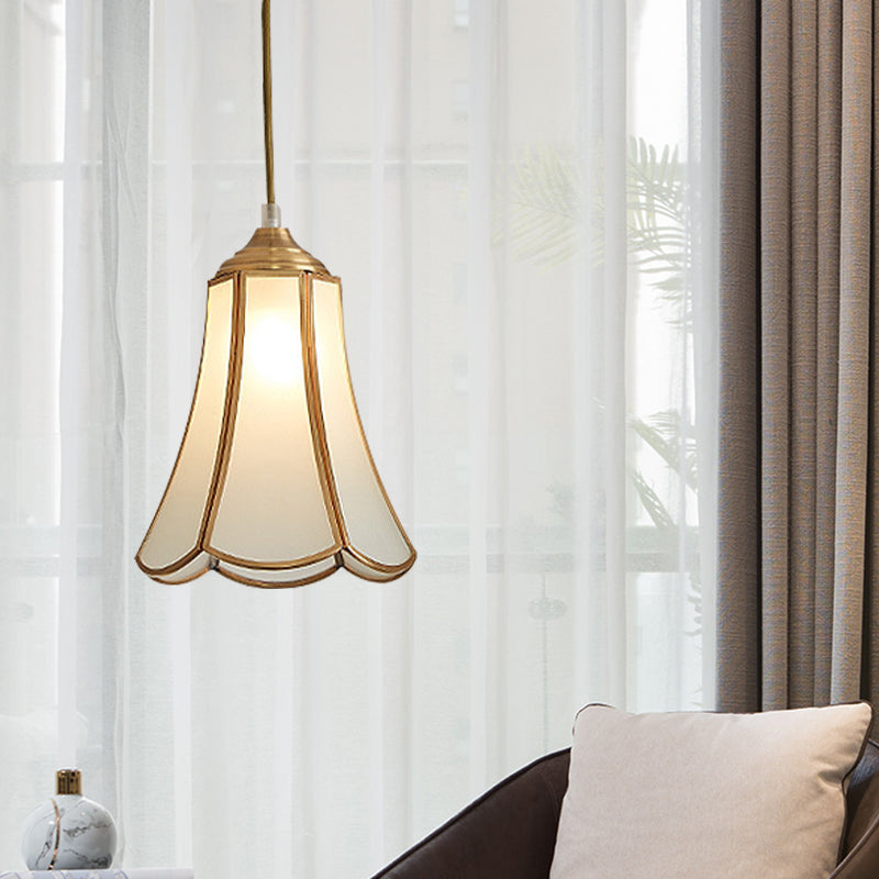 Luce appesa al vetro opale bianco tradizionale tradizionale 1 lampada sospensione del soffitto corridoio