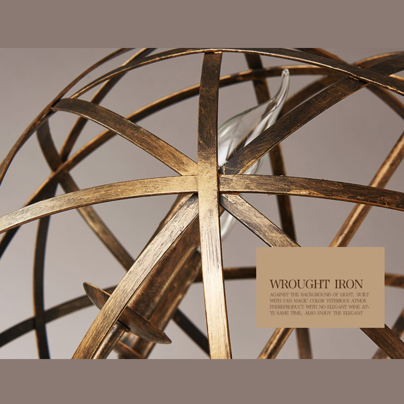 Orb industriale Orb singolo pendente leggera a cinghia Globe in metallo Cage Hanging Lampada per soggiorno