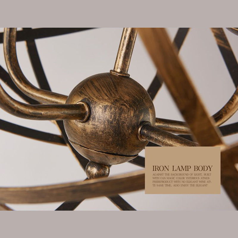 Orb industriale Orb singolo pendente leggera a cinghia Globe in metallo Cage Hanging Lampada per soggiorno