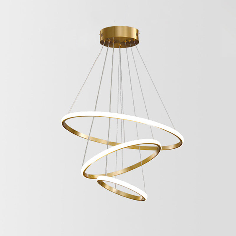 Modern Simplicity Round Chandelier Lamp Aluminum Hanging Pendant Lights for Restaurant