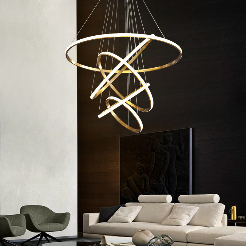 Modern Simplicity Round Chandelier Lamp Aluminum Hanging Pendant Lights for Restaurant