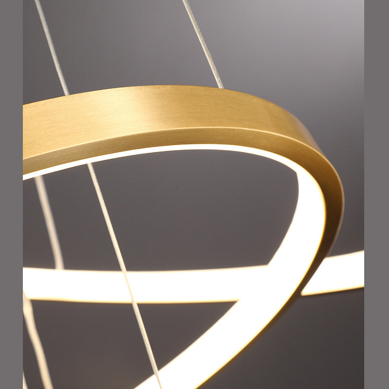 Modern Simplicity Round Chandelier Lamp Aluminum Hanging Pendant Lights for Restaurant