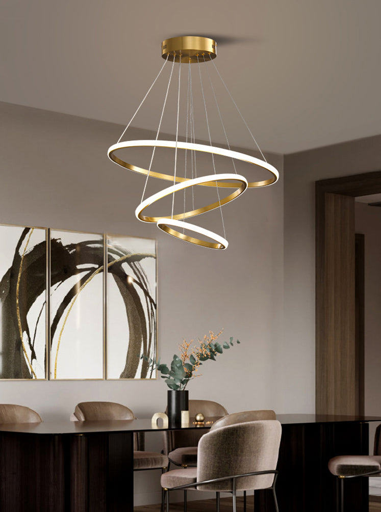 Modern Simplicity Round Chandelier Lamp Aluminum Hanging Pendant Lights for Restaurant