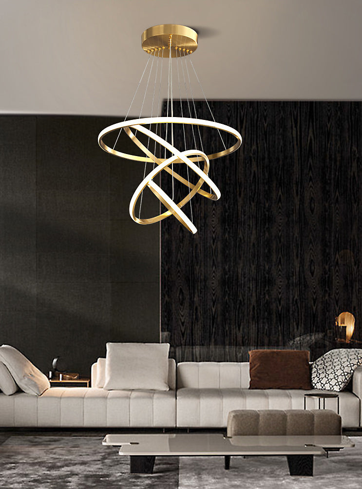 Modern Simplicity Round Chandelier Lamp Aluminum Hanging Pendant Lights for Restaurant