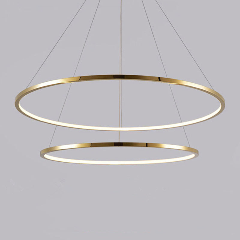 Modern Simplicity Ring Chandelier Lamp Stainless Steel Hanging Pendant Lights for Restaurant