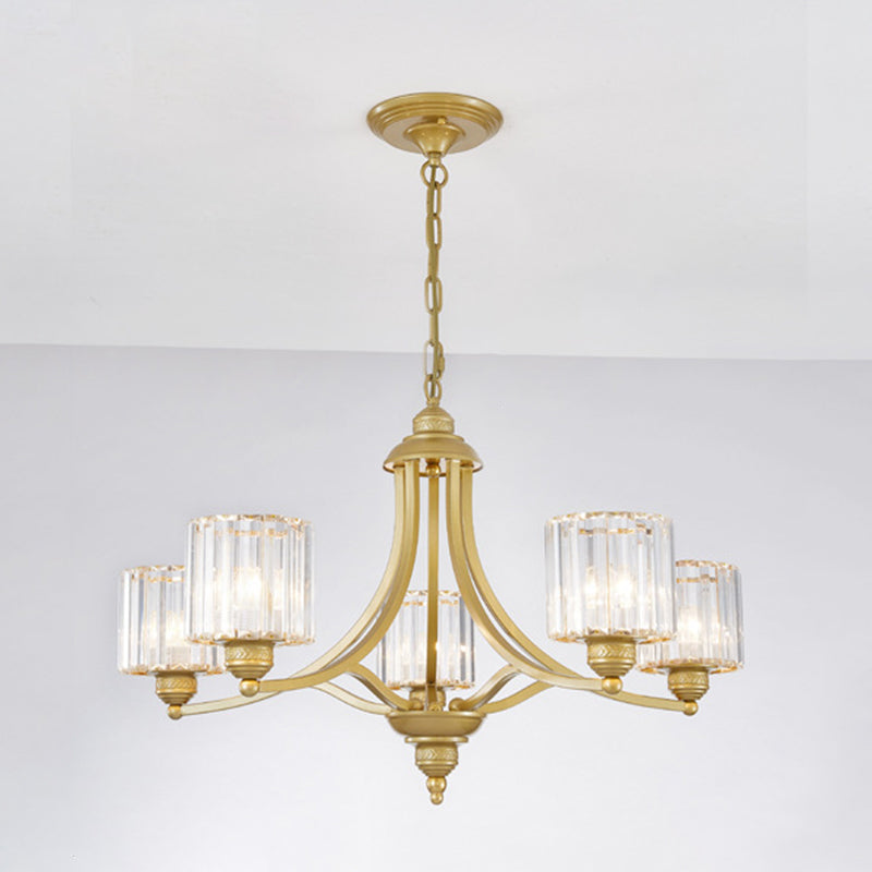 Modern metaalhangende kroonluchter lichtcilinder helder kristal schaduw plafond kroonluchter voor woonkamer