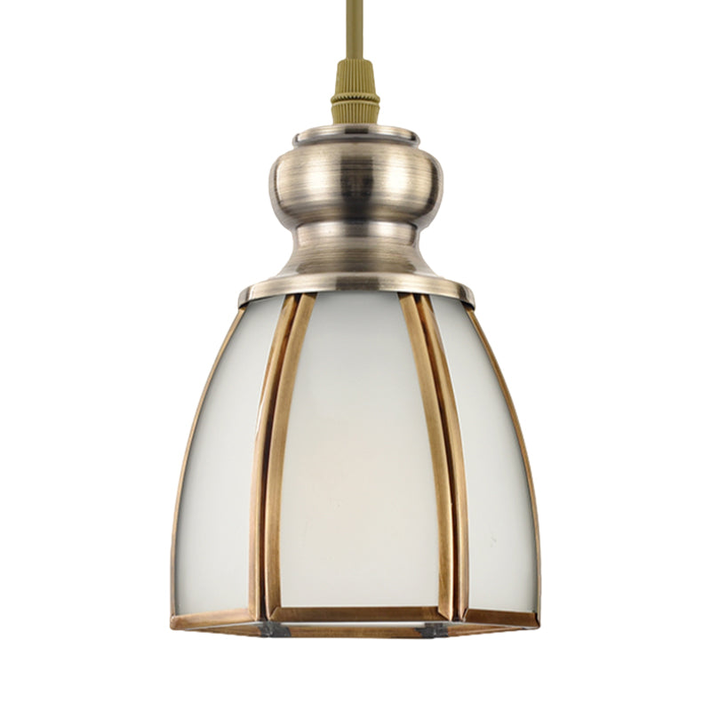 Witte opaalglas goud suspensie verlichtingskom/bloem/brede flare traditionele hangende hanglamp voor eetkamer
