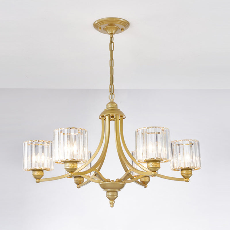 Modern metaalhangende kroonluchter lichtcilinder helder kristal schaduw plafond kroonluchter voor woonkamer