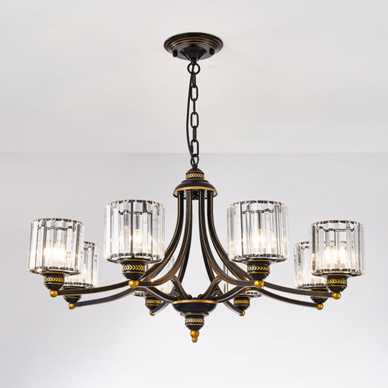 Modern metaalhangende kroonluchter lichtcilinder helder kristal schaduw plafond kroonluchter voor woonkamer