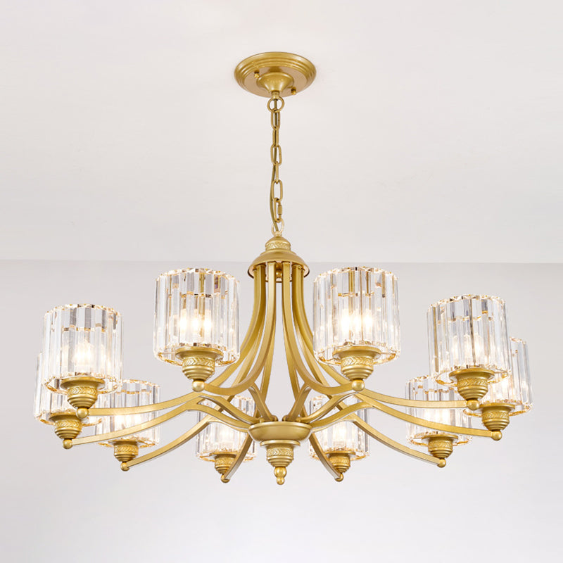 Modern metaalhangende kroonluchter lichtcilinder helder kristal schaduw plafond kroonluchter voor woonkamer