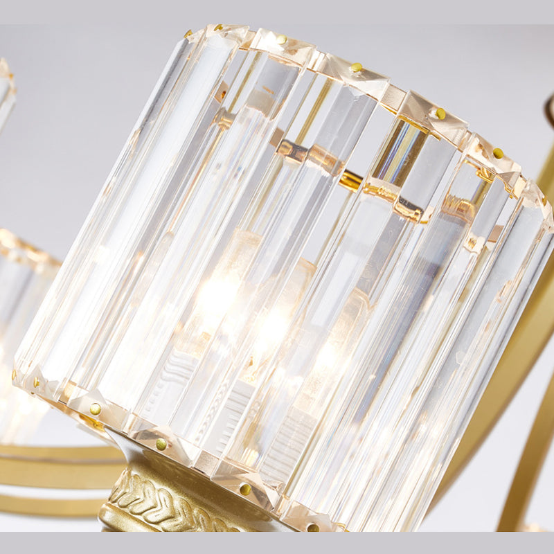 Modern metaalhangende kroonluchter lichtcilinder helder kristal schaduw plafond kroonluchter voor woonkamer