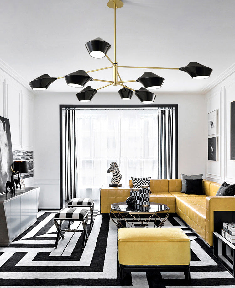 Modern ombreggiata lampadina a lampada in metallo salotto lampadario luce a sospensione