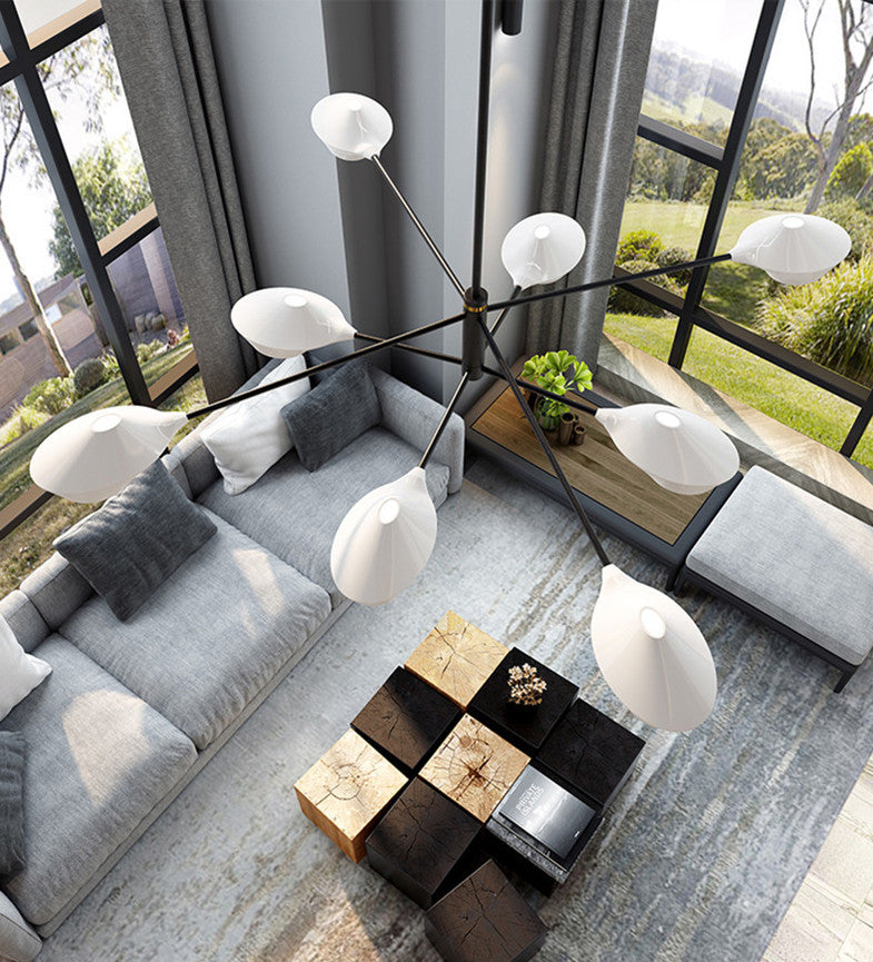 Modern ombreggiata lampadina a lampada in metallo salotto lampadario luce a sospensione