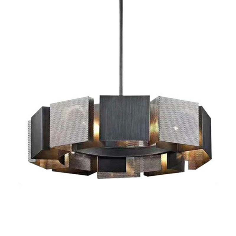 Lampadario minimalista lampadario nero a sospensione circolare con tonalità metallica