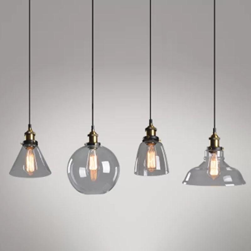 Retro Industrial 1 Lámpara de luz Lámpara de lámpara Alezo a mano iluminación colgante de vidrio para sala de estar