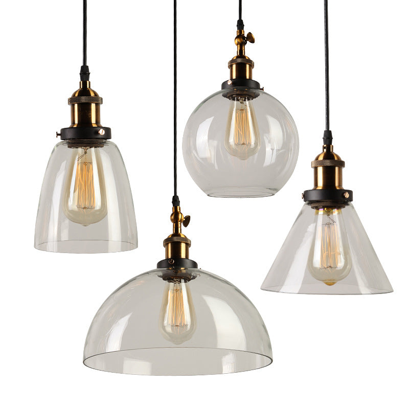 Retro Industrial 1 Lámpara de luz Lámpara de lámpara Alezo a mano iluminación colgante de vidrio para sala de estar