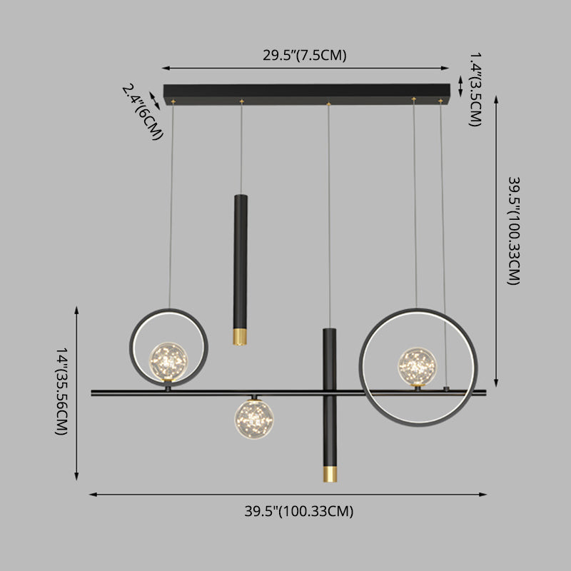 Modern Straight Bars Island Chandelier Lights Metal Chandelier Lamp