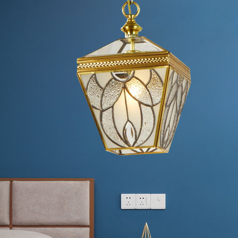 Lantern Bedroom Hanging Lighting Vintage Bubble Glass 1 Head Gold Ceiling Pendant Lamp