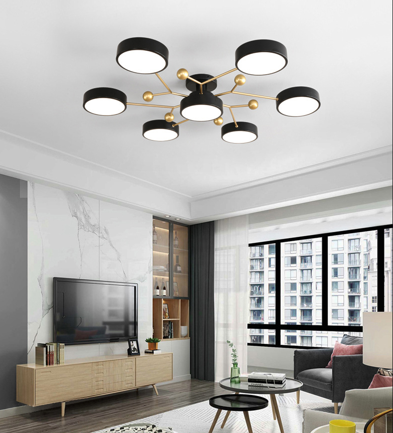Molecular LED Semiflush Monte Light Macaron Style Metallo Living Camera Soffitto Luce