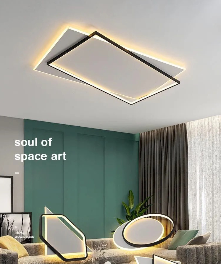Black and White Geometric Surface Mounted LED Ceiling Light Nordic Acrylic Flush Light for Study Room