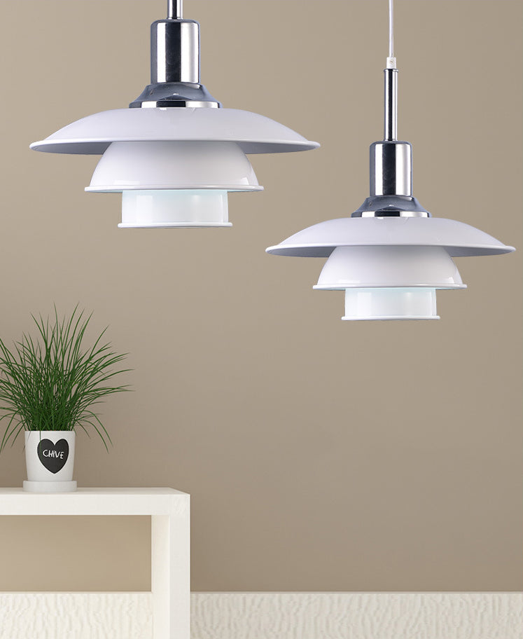 Wit metaalvliegende schotel Hangende licht 1 lichte Noordse stijl hangende lamp voor restaurant