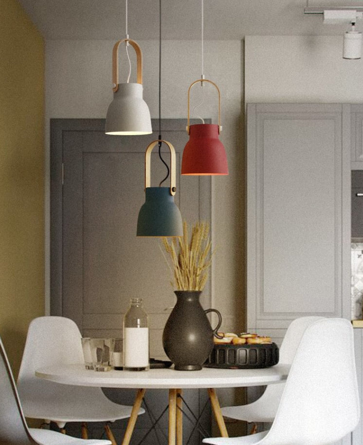 Wooden Handle Pendant Ceiling Light Simplicity Pendant Lighting Fixture for Dinning Room
