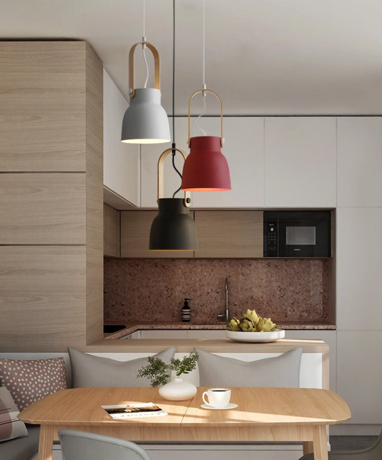 Wooden Handle Pendant Ceiling Light Simplicity Pendant Lighting Fixture for Dinning Room