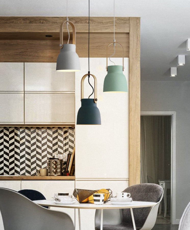 Wooden Handle Pendant Ceiling Light Simplicity Pendant Lighting Fixture for Dinning Room