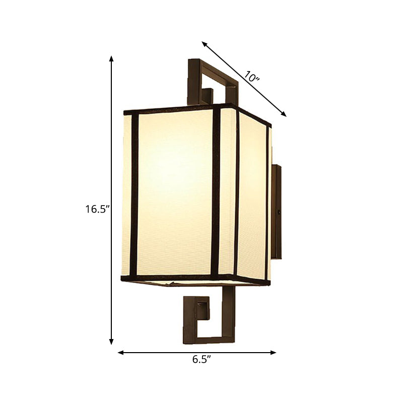 1 Light Living Room Wall Lamp Classic White Sconce Light Fixture with Rectangle Fabric Shade