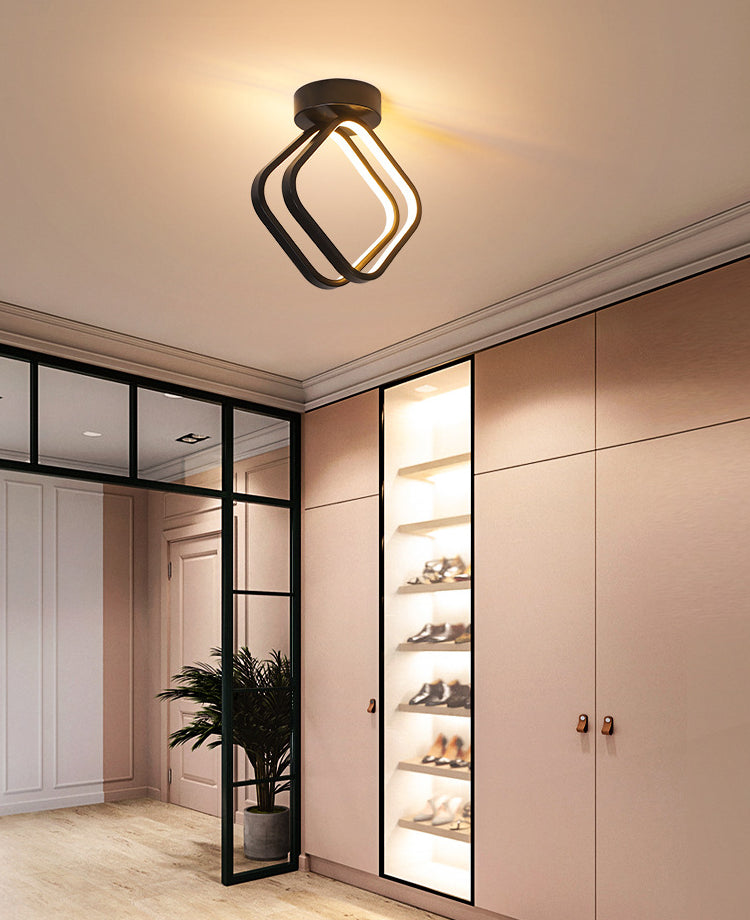 Lámpara empotrada moderna de aluminio con 1 cabeza montada en el techo del pasillo con anillo de halo