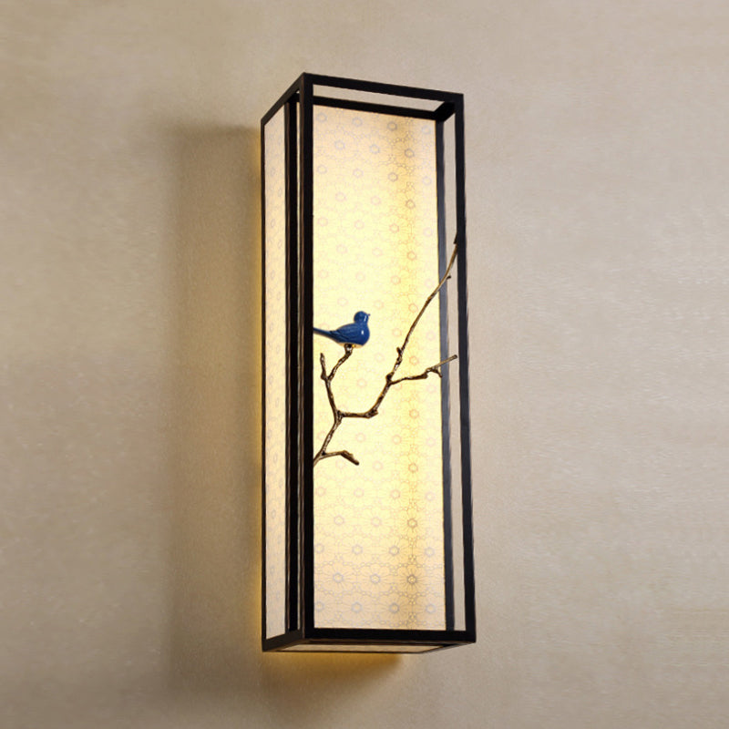 16"/31.5" H Fabric Rectangle Wall Mounted Light Classic 1 Light Living Room Sconce in Black