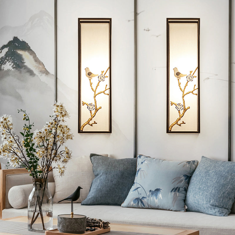 Metal Black Wall Lighting Rectangle 1 Light Traditional Sconce Light Fixture for Bedside