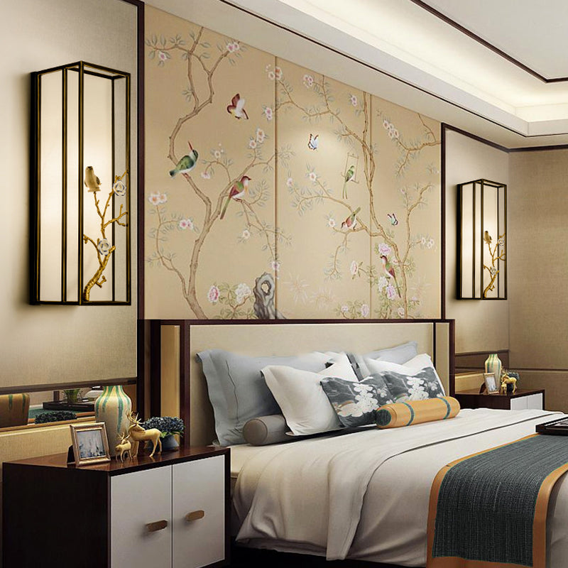 Rectángulo de iluminación de pared negra de metal 1 Luz de luz tradicional de luz luminosa para la cama